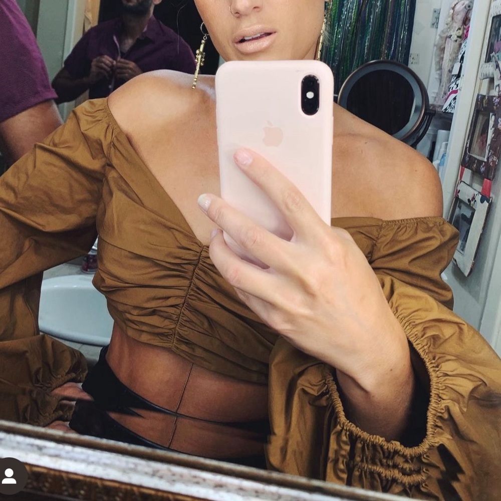 Zara Brown Cropped Boho Long Sleeve Medium